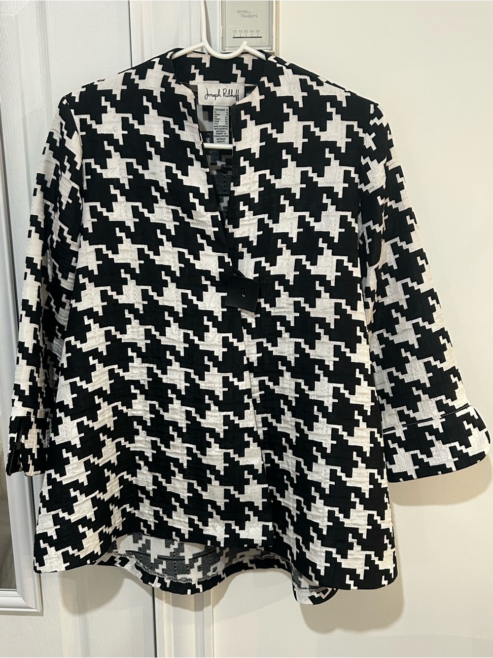 Joseph Ribkoff Black & White Houndstooth V-Neck Tunic